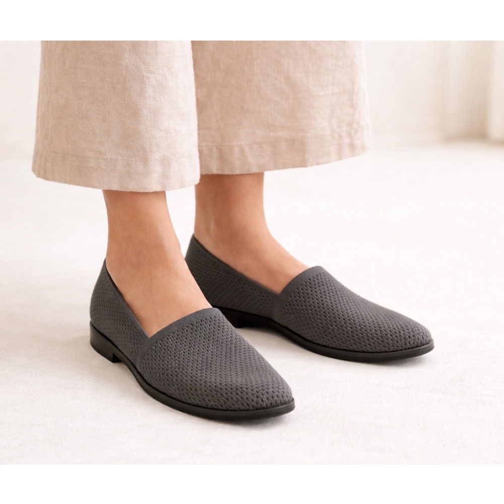 Eileen Fisher Womens Gray Knit Slip On Loafers Flats‎ Shoes Size 8